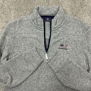 Vineyard Vines Quarter Zip Gray Fleece Pullover‎ Whale Logo Women's Size XS